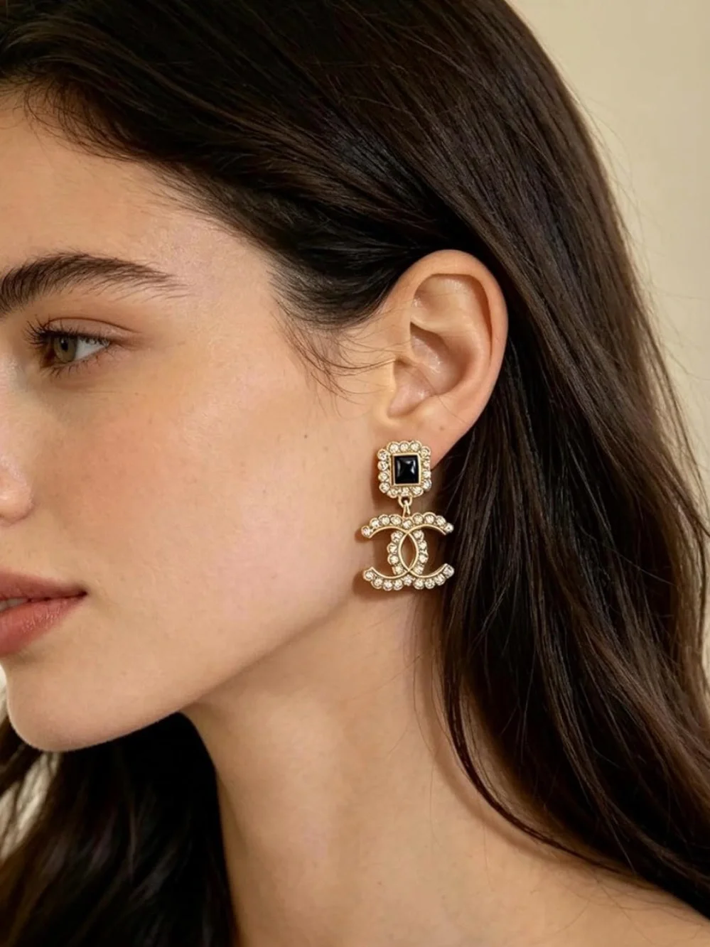 CHANEL Crystal Drop Earrings
